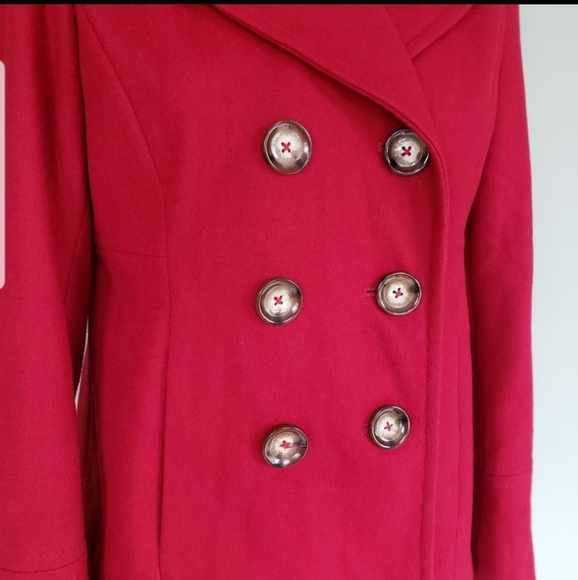 Michael Kors Double Breasted Wool Blend Red Peacoat Size XL - Picture 6 of 9